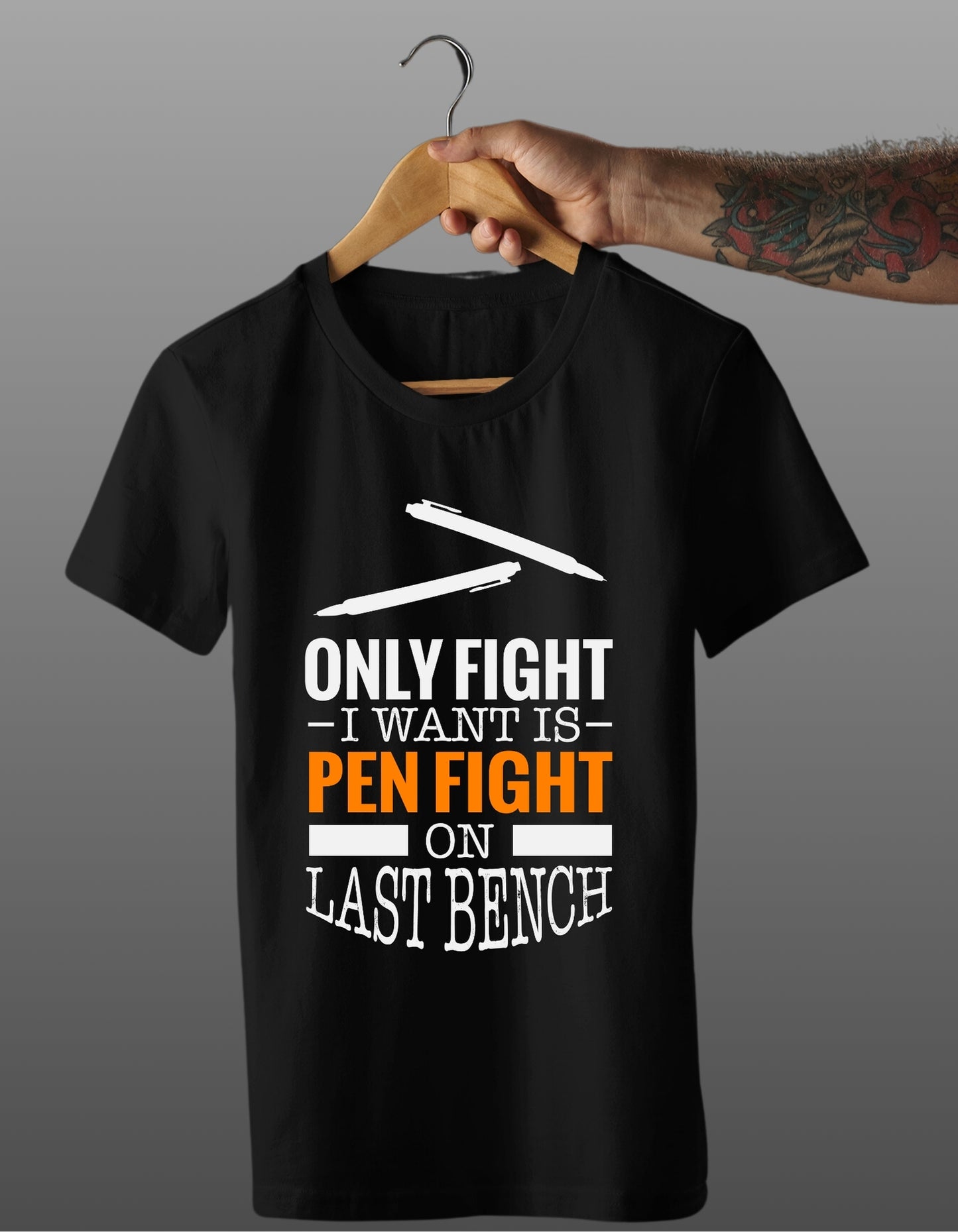 Trenfort Pen Fight Premium Cotton Printed Graphic Tshirt for Men