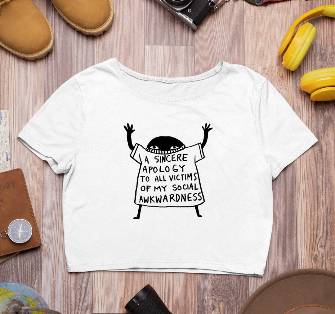 Trenfort Social Awkwardness Crop Tshirt for Women