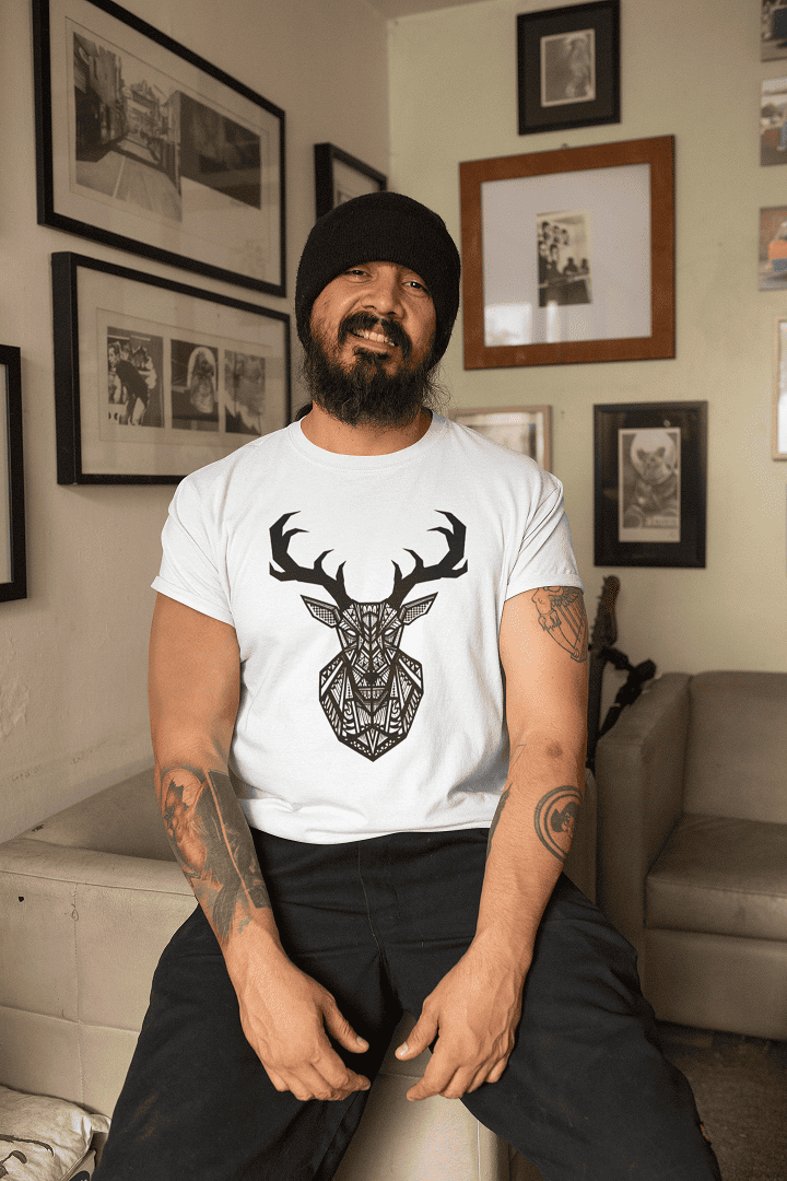 Trenfort Tribal Design Stag Unisex T-shirt