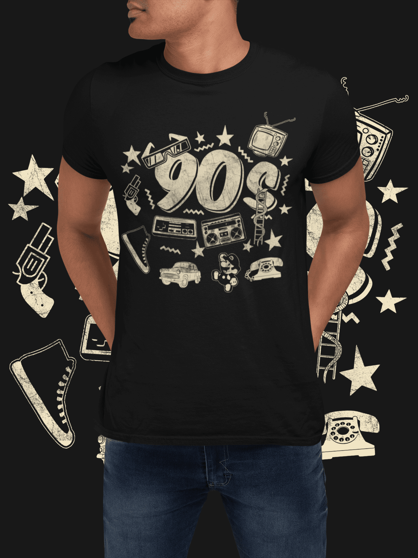 Trenfort Nostalgic 90s Premium Cotton Printed Graphic Tshirt for Men