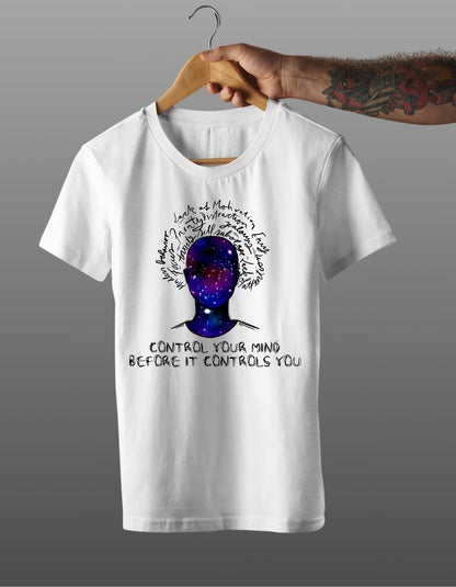 Trenfort Control Your Mind Cotton Printed Graphic Tshirt for Men