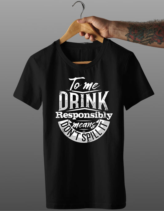 Trenfort Drink Responsibly Typography Cotton Tshirt for Men