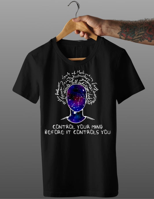 Trenfort Control Your Mind Cotton Printed Graphic Tshirt for Men